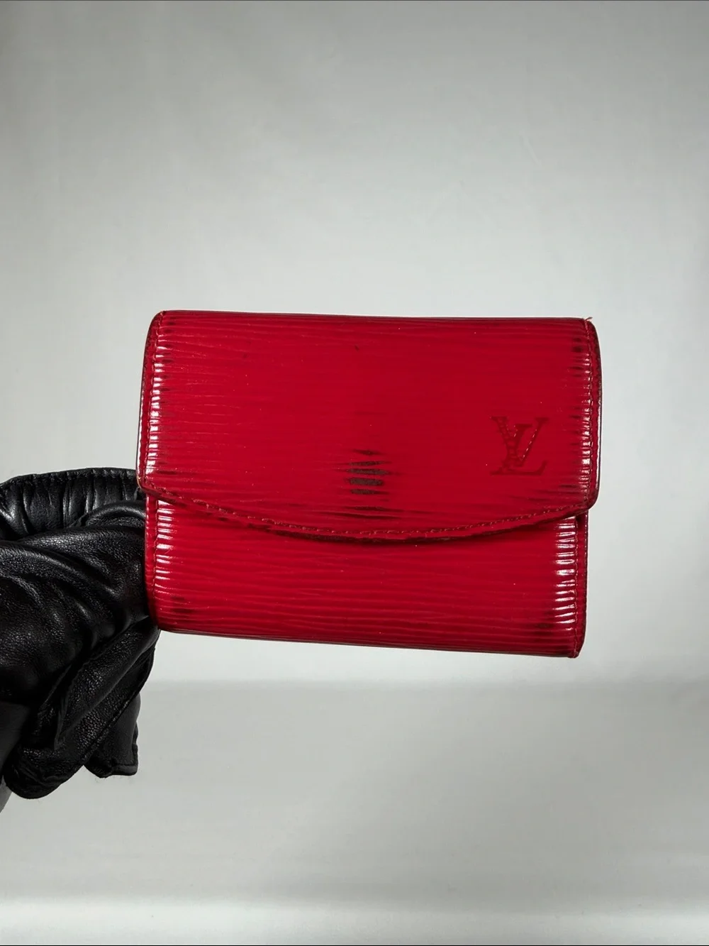 Authentic Louis Vuitton Red Epi Leather Card Wallet